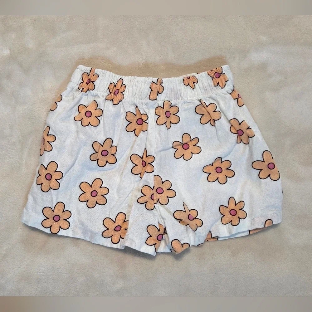 4T Spring Floral Linen Blend Two Piece Top &‎ Shorts Set
